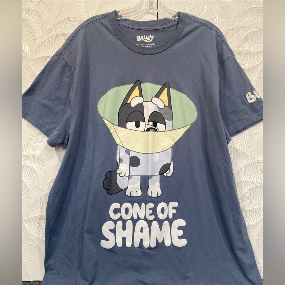 Bluey Come Of Same Logo Men’s Blue T-Shirt  Short Sleeve Crew Neck